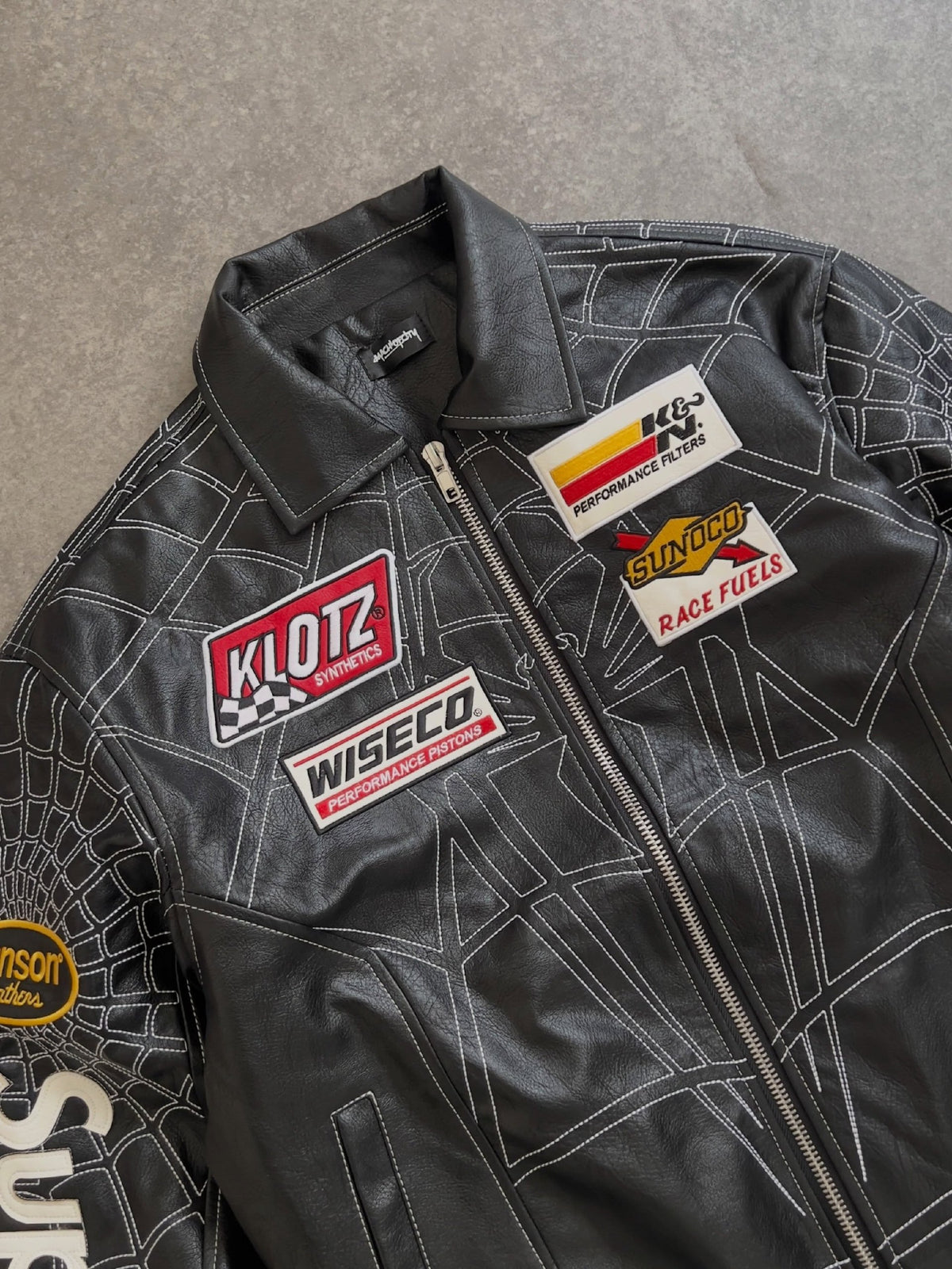 Supreme x Vanson Leathers Spider-Man Racing Jacket – Stealth Black