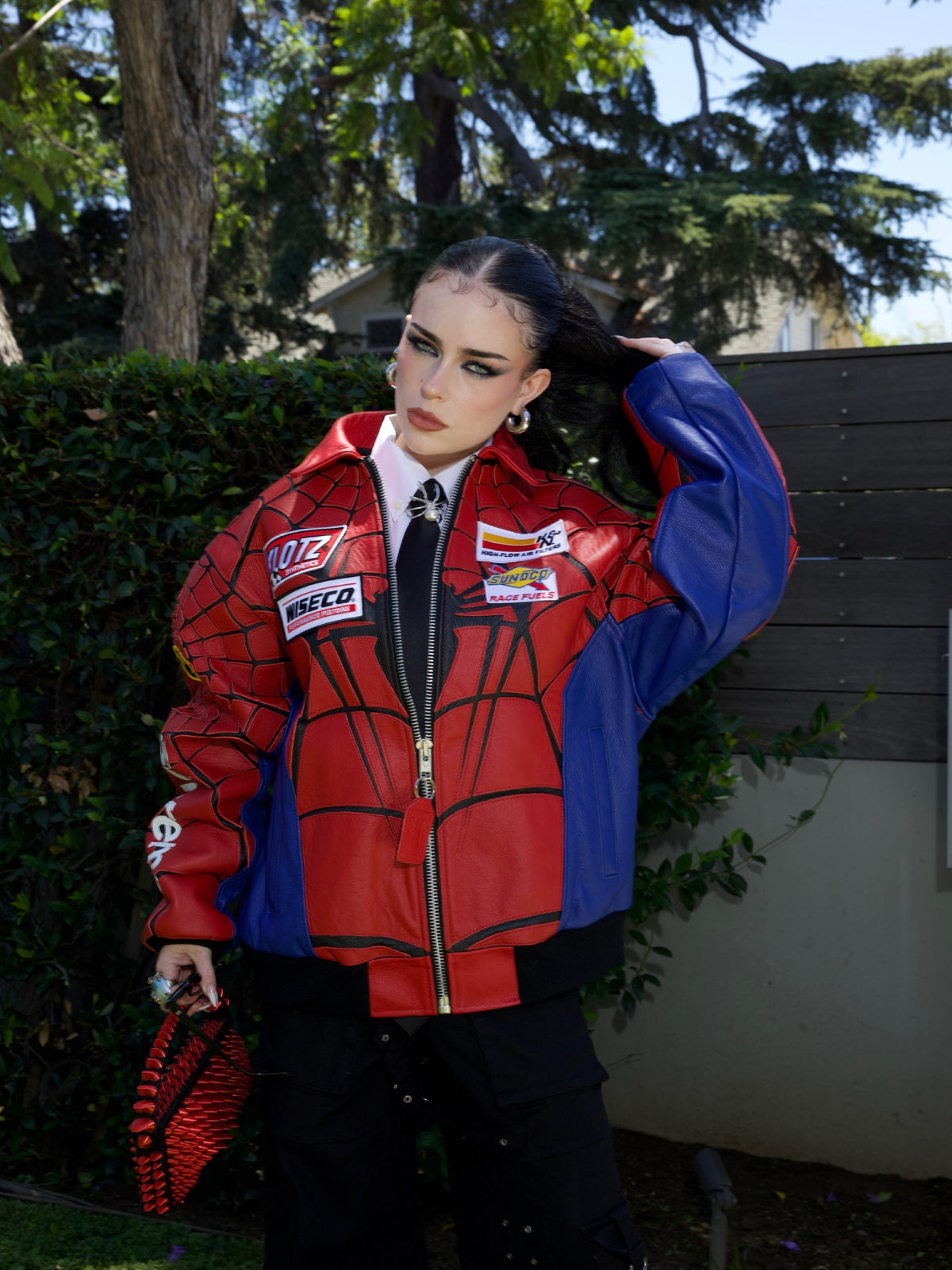 Supreme x Vanson Leathers Spider-Man Racing Jacket – Classic Red & Blue