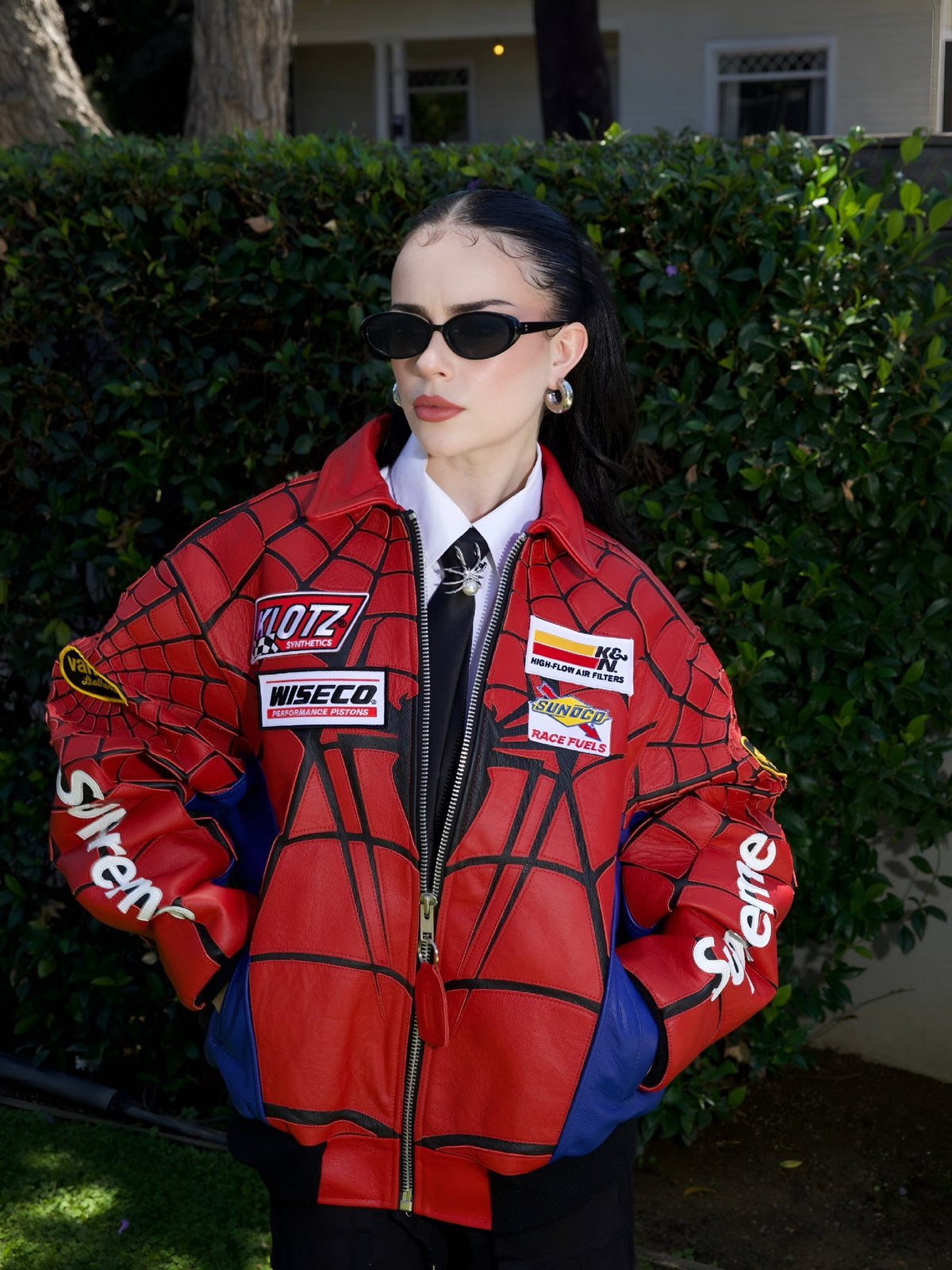 Supreme x Vanson Leathers Spider-Man Racing Jacket – Classic Red & Blue