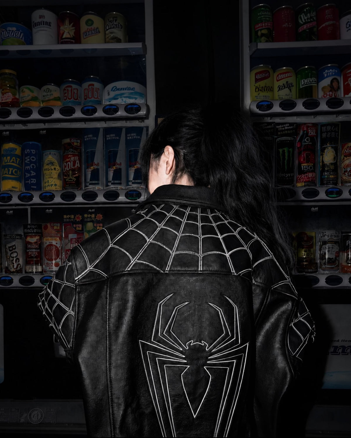 Supreme x Vanson Leathers Spider-Man Racing Jacket – Stealth Black