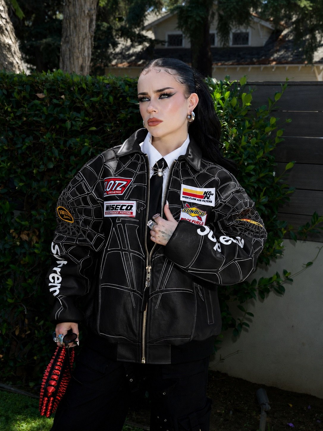 Supreme x Vanson Leathers Spider-Man Racing Jacket – Stealth Black