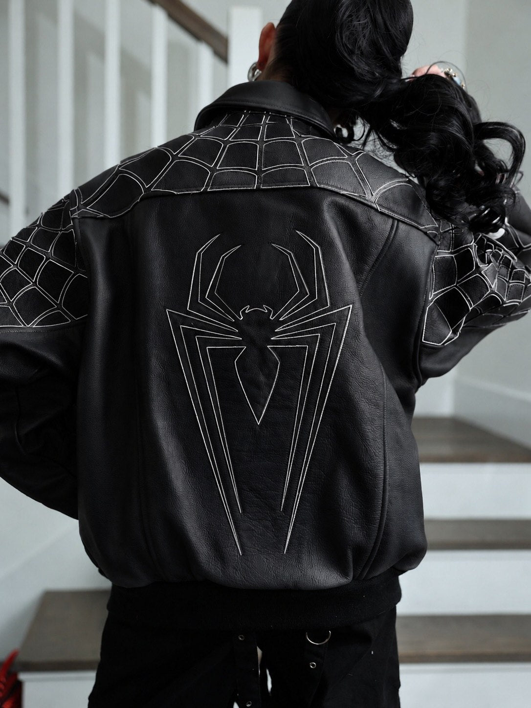 Supreme x Vanson Leathers Spider-Man Racing Jacket – Stealth Black